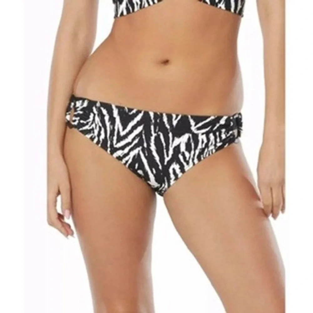 NWT Carmen Marc Valvo Animal-Print O-Ring Bikini Bottoms Detail XS $74